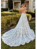 Ivory 3D Lace Tulle V Back Fairytale Wedding Dress